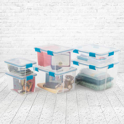 Sterilite 54-Qt Clear Plastic Stackable Storage Bin w/ Gasket Latch Lid, 36 Pack