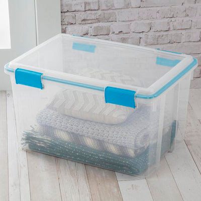 Sterilite 54-Qt Clear Plastic Stackable Storage Bin w/ Gasket Latch Lid, 36 Pack
