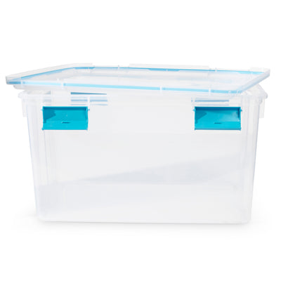 Sterilite 54-Qt Clear Plastic Stackable Storage Bin w/ Gasket Latch Lid, 36 Pack