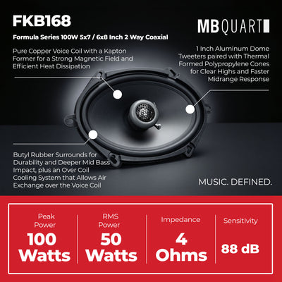 Maxxsonics FKB168 MB Quart Formula 5x7/6x8 Inch 2 Way Coaxial Speakers (4 Pack)
