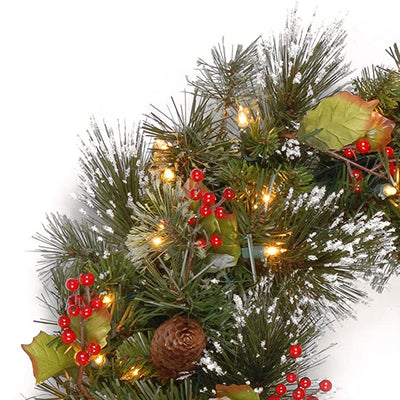 National Tree Company 24 Inch Wintry Pine Wreath with Lights and Decor(Open Box) - VMInnovations
