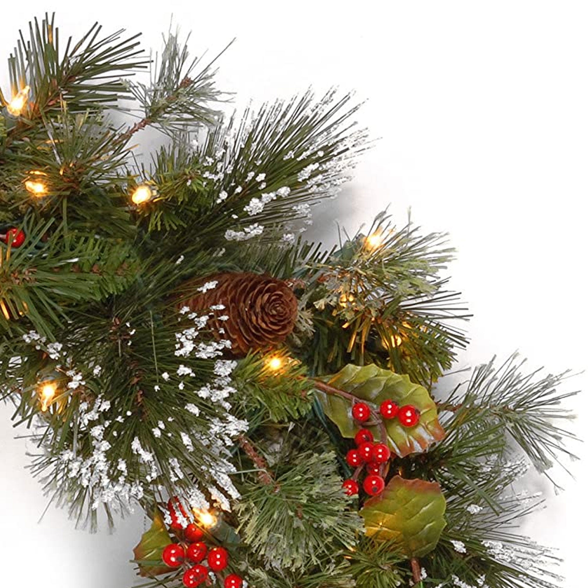 National Tree Company 24 Inch Wintry Pine Wreath with Lights and Decor(Open Box) - VMInnovations