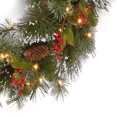 National Tree Company 24 Inch Wintry Pine Wreath with Lights and Decor(Open Box) - VMInnovations