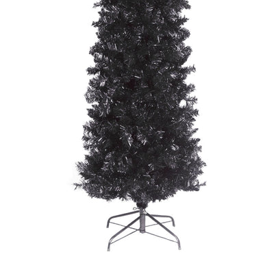 National Tree Company 6 Foot Unlit Holiday Tinsel Tree with Metal Stand, Black
