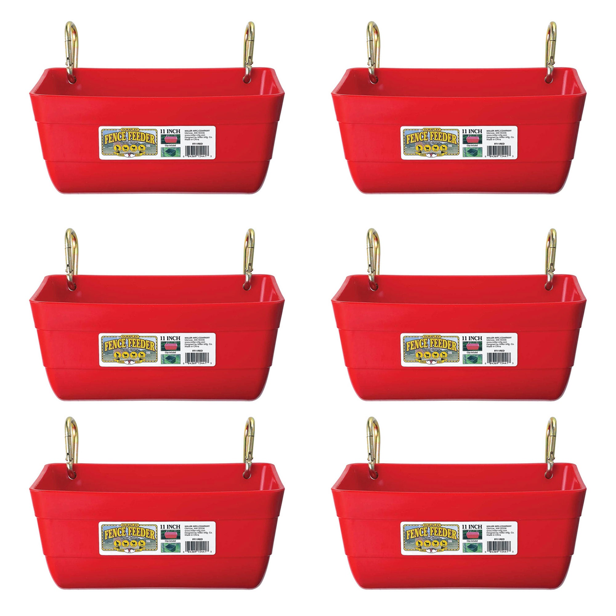 Little Giant 4.5 Quart Heavy Duty Feed Trough Bucket Fence Feeder, Red (6 Pack) - VMInnovations