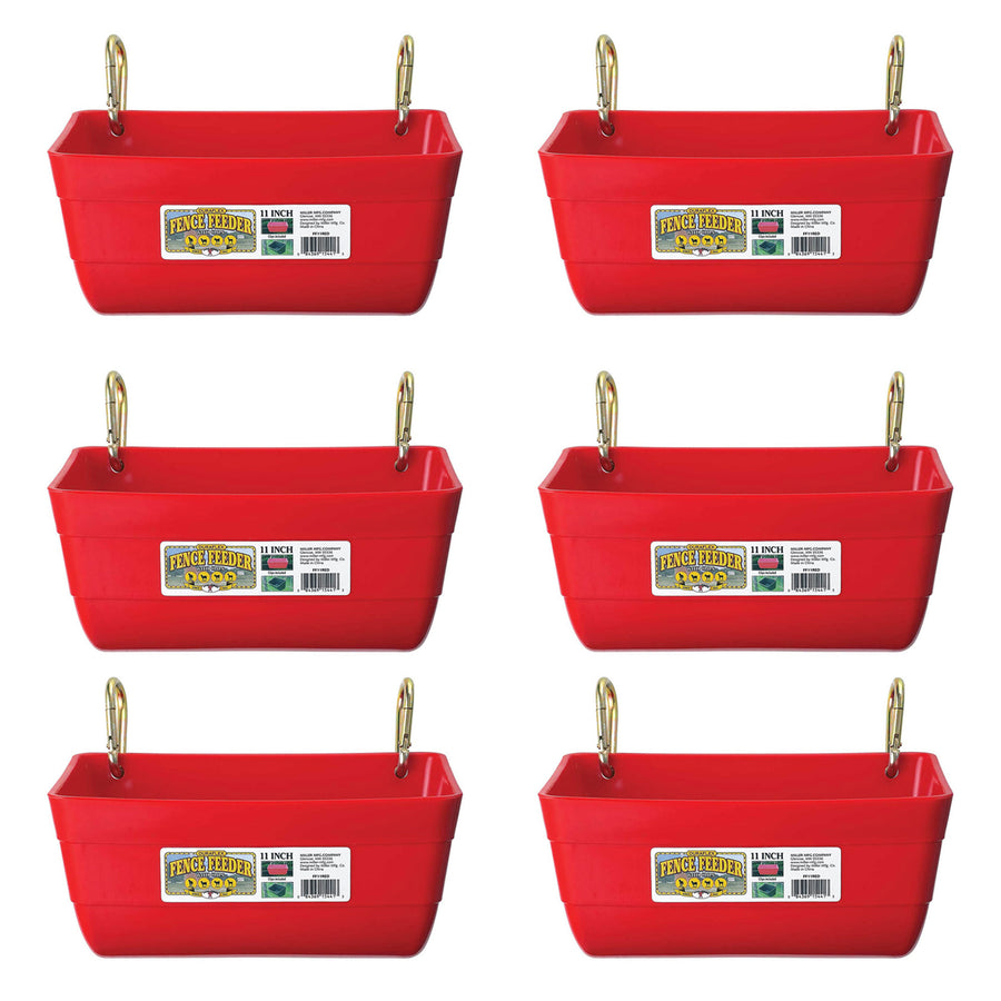 Little Giant 4.5 Quart Heavy Duty Feed Trough Bucket Fence Feeder, Red (6 Pack) - VMInnovations