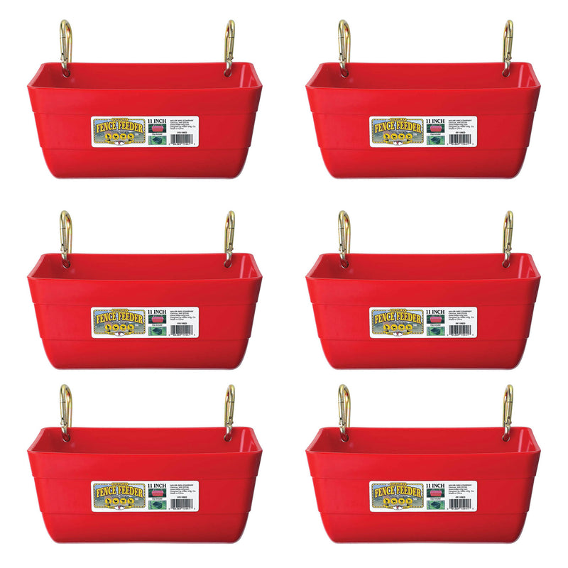 Little Giant 4.5 Quart Heavy Duty Feed Trough Bucket Fence Feeder, Red (6 Pack) - VMInnovations