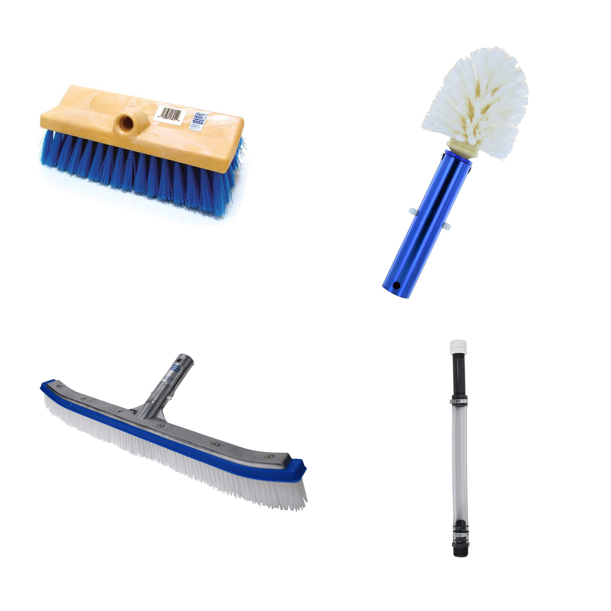 Blue Devil 18 Inch Brush, 360 Brush, Deck and Acid Brush and Swimline Pool Pole - VMInnovations