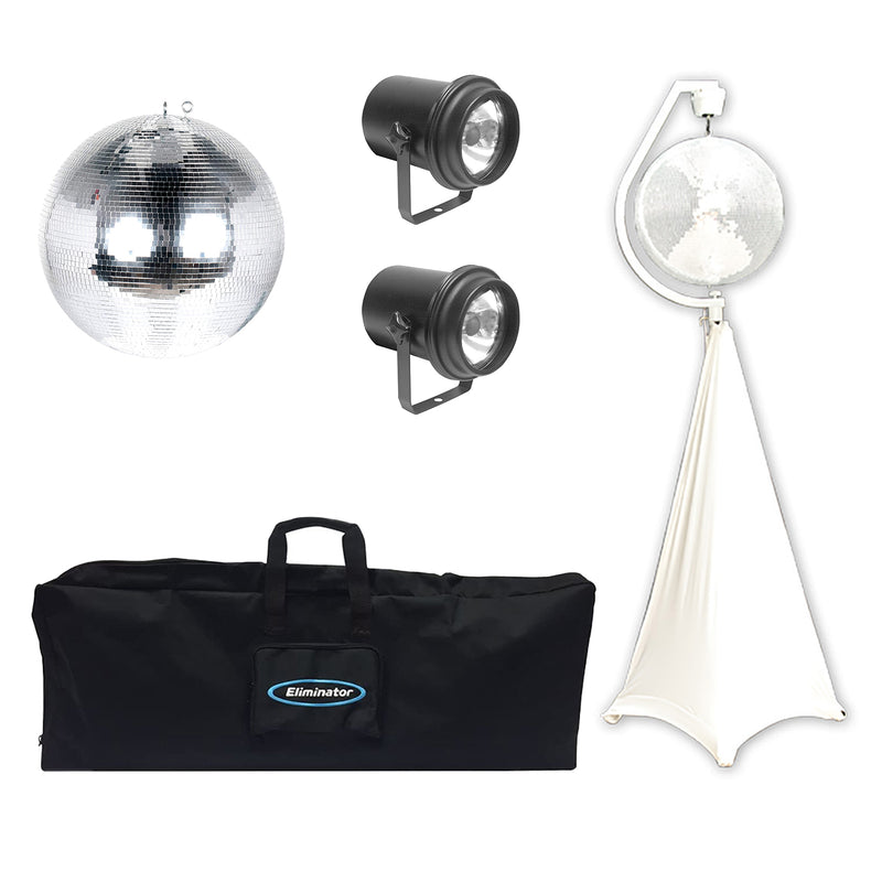 Eliminator Lighting Mirror Disco Ball & 2 Spot Lights & Disco Ball Stand & Bag