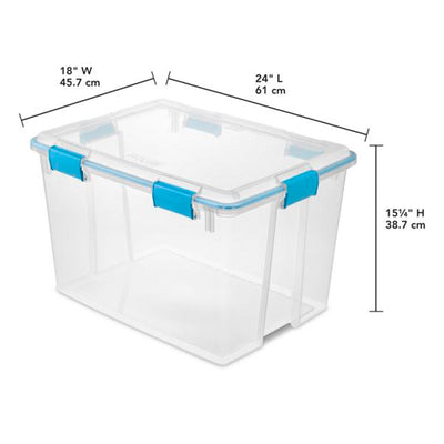 Sterilite 80-Qt Clear Plastic Stackable Storage Bin w/ Gasket Latch Lid, 8 Pack