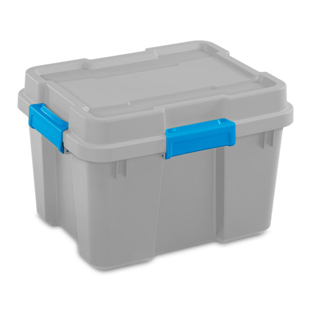 Sterilite 20 Gallon Plastic Storage Container Box Cement Gray/Blue (8 Pack) - VMInnovations