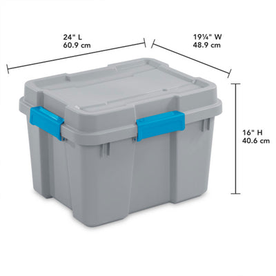 Sterilite 20 Gallon Plastic Home Storage Container Tote Box, Gray/Blue (12 Pack)