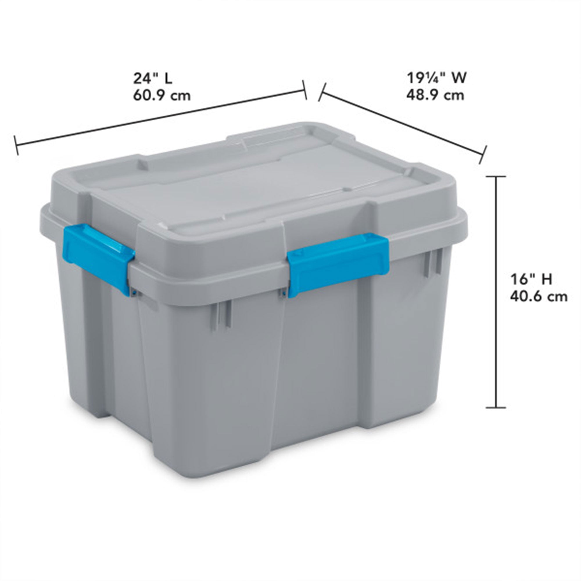 Sterilite 20 Gallon Plastic Gasket Storage Container w/ Lid, Cement Gray/Blue - VMInnovations