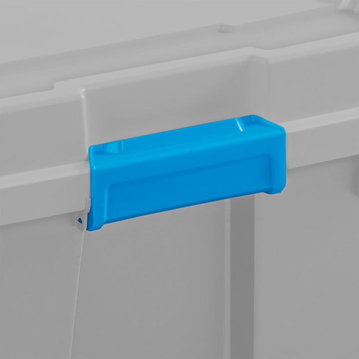 Sterilite 20 Gallon Plastic Storage Container Box Cement Gray/Blue (8 Pack) - VMInnovations