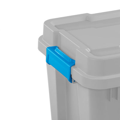 Sterilite 20 Gallon Plastic Gasket Storage Container w/ Lid, Cement Gray/Blue