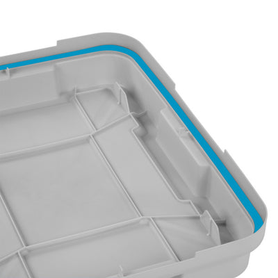 Sterilite 20 Gallon Plastic Storage Container Box Cement Gray/Blue (8 Pack)