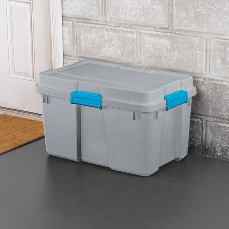 Sterilite 30 Gal Gasket Tote Heavy Duty Stackable Storage Bin with Lid, 9 Pack