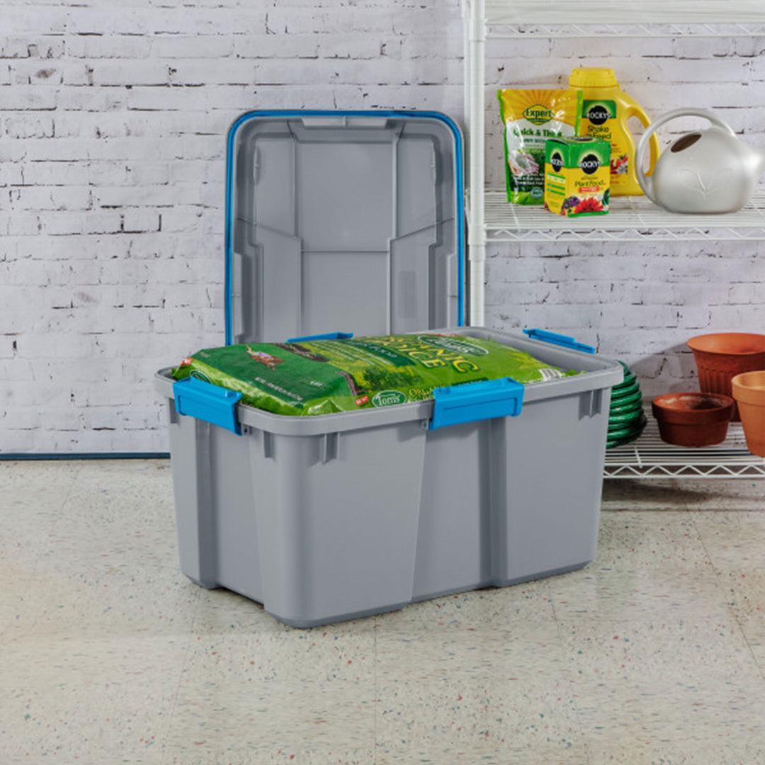 Sterilite 30 Gal Gasket Tote Heavy Duty Stackable Storage Bin with Lid, 6 Pack - VMInnovations