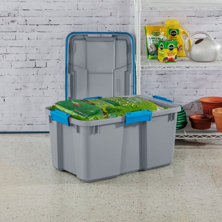 Sterilite 30 Gal Gasket Tote Heavy Duty Stackable Storage Bin with Lid, 6 Pack