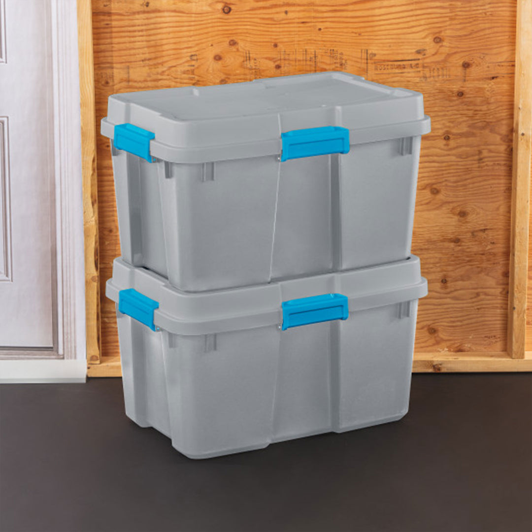 Sterilite 30 Gal Gasket Tote Heavy Duty Stackable Storage Bin with Lid, 6 Pack - VMInnovations