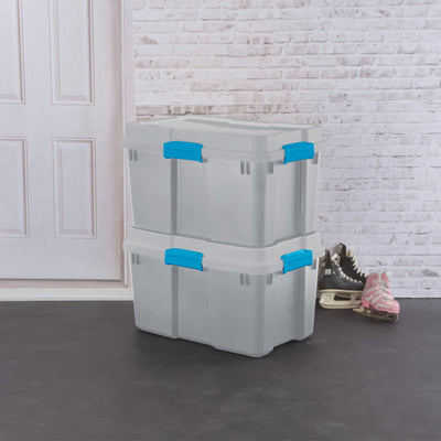 Sterilite 30 Gal Gasket Tote Heavy Duty Stackable Storage Bin with Lid, 9 Pack