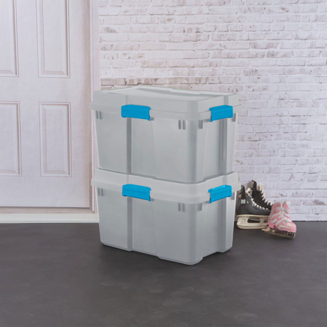 Sterilite 30 Gal Gasket Tote Heavy Duty Stackable Storage Bin with Lid, 6 Pack - VMInnovations