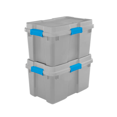 Sterilite 30 Gal Gasket Tote Heavy Duty Stackable Storage Bin with Lid, 9 Pack