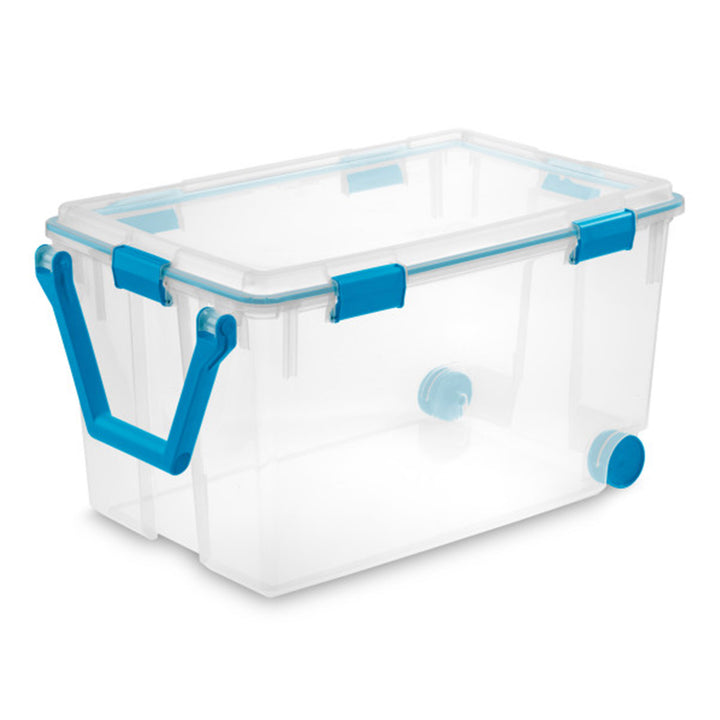 Sterilite 120-Qt Clear Plastic Wheeled Storage Bin w/ Gasket Latch Lid, 12 Pack