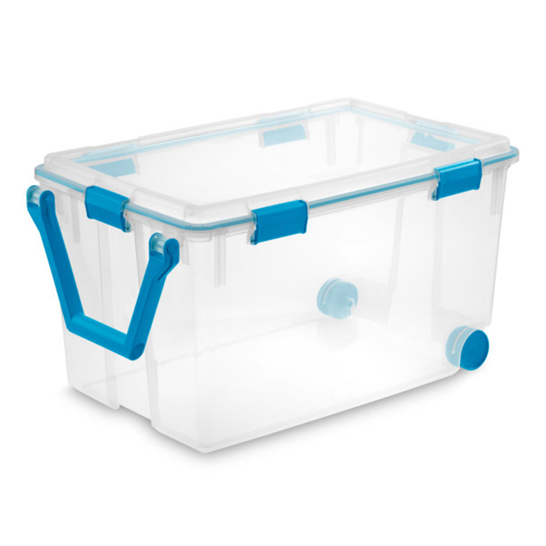 Sterilite 120-Qt Clear Plastic Wheeled Storage Bin w/ Gasket Latch Lid, 12 Pack - VMInnovations