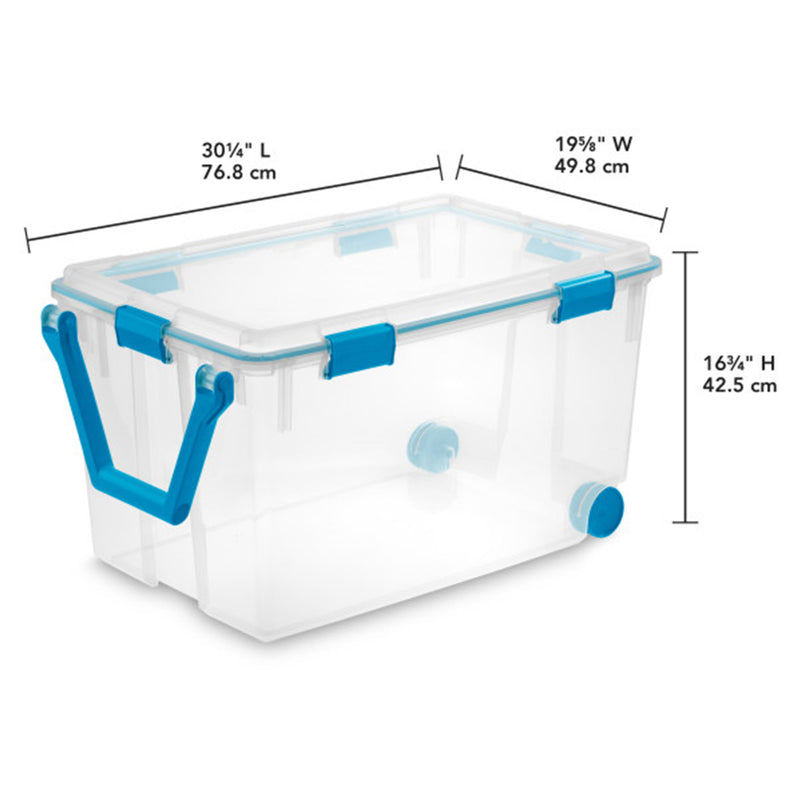 Sterilite 120-Qt Clear Plastic Wheeled Storage Bin w/ Gasket Latch Lid, 9 Pack