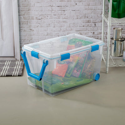 Sterilite 120 Qt Wheeled Gasket Box Stackable Storage Bin with Latch Lid, 3 Pack - VMInnovations