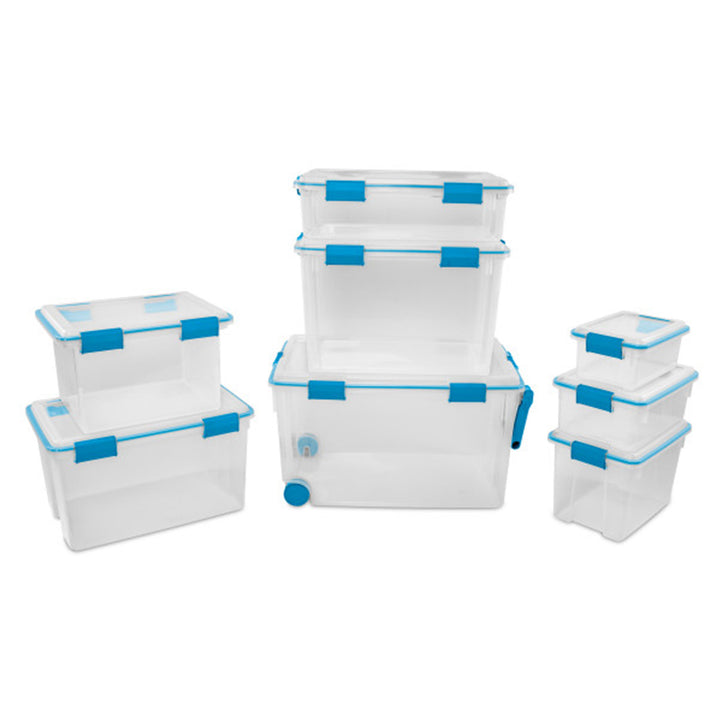 Sterilite 120Qt Clear Plastic Wheeled Storage Bin w/ Gasket Latch Lid, (6 Pack)