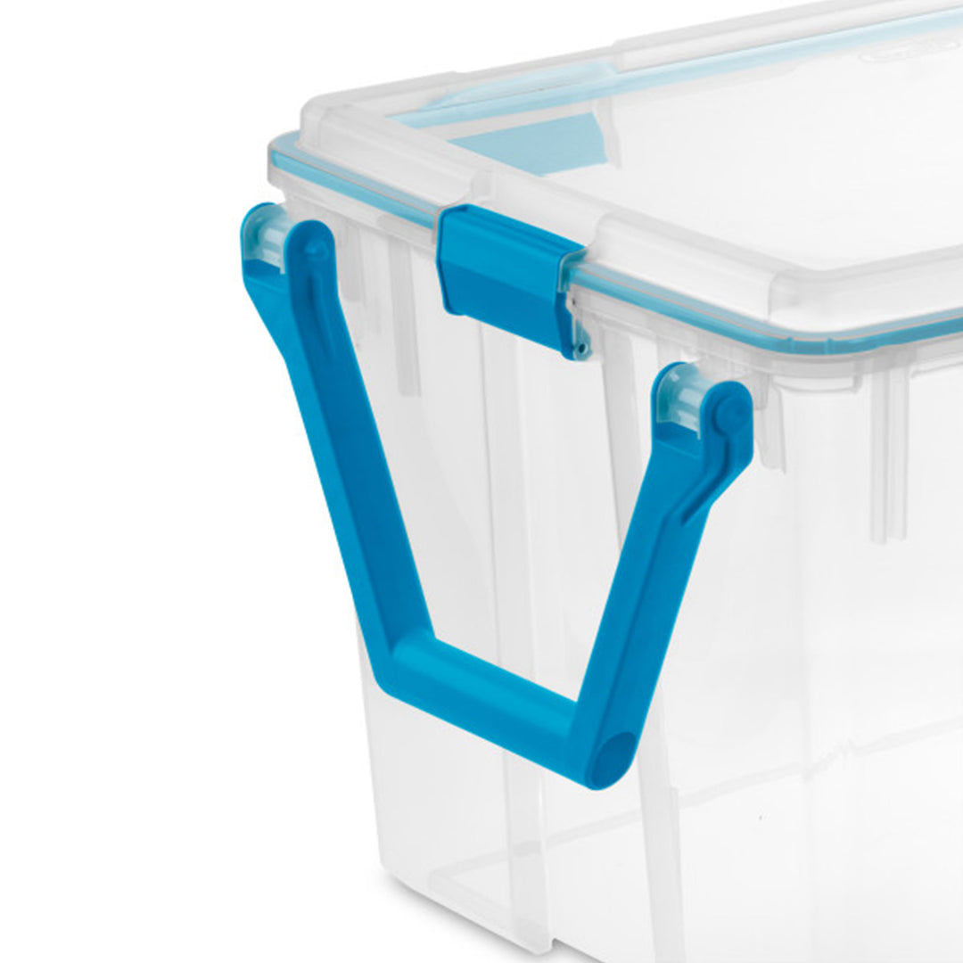 Sterilite 120Qt Clear Plastic Wheeled Storage Bin w/ Gasket Latch Lid, (6 Pack)