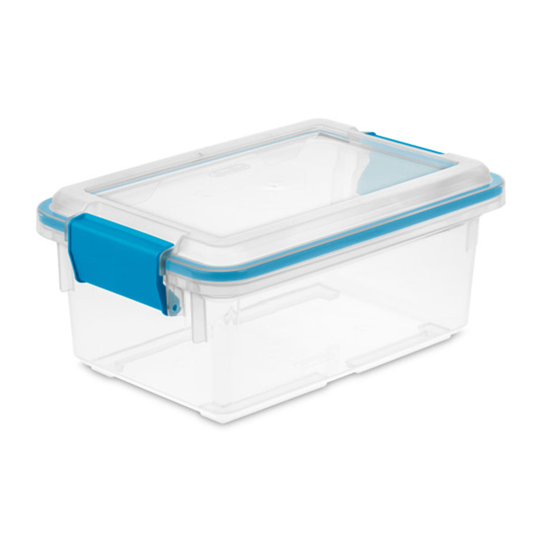 Sterilite 7.5 Quart Clear Plastic Storage Box & Lid w/ Blue Latches (12 Pack)