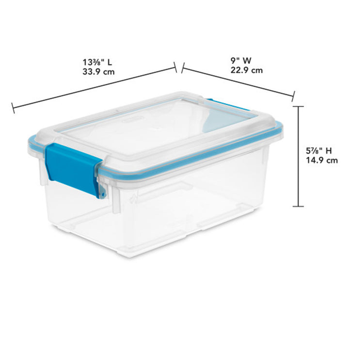 Sterilite 7.5 Quart Gasket Box, Stackable Storage Bin with Latching Lid, 6 Pack