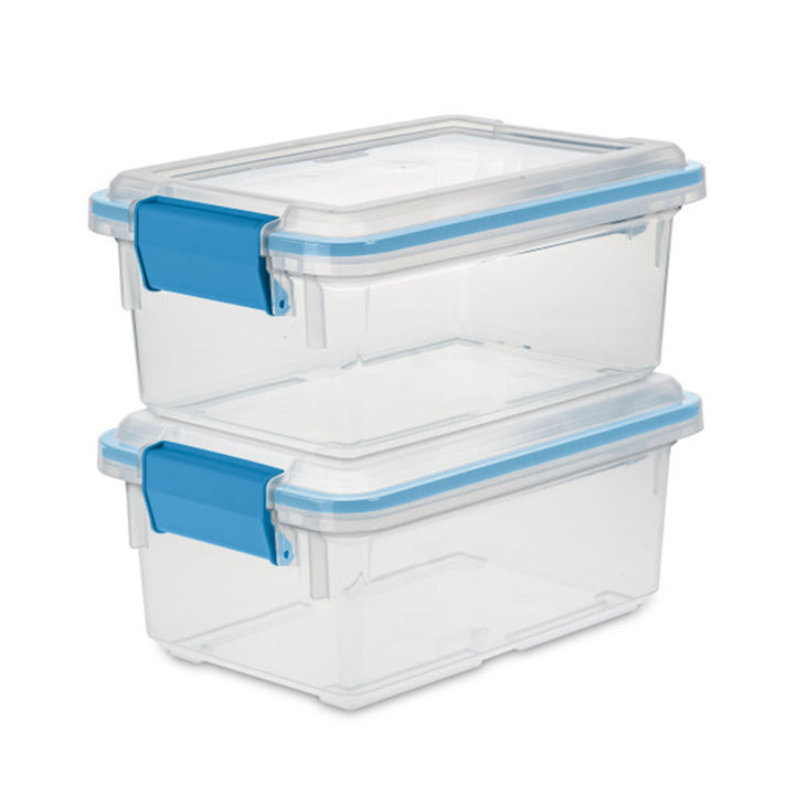 Sterilite 7.5 Quart Clear Plastic Storage Box & Lid w/ Blue Latches (12 Pack)