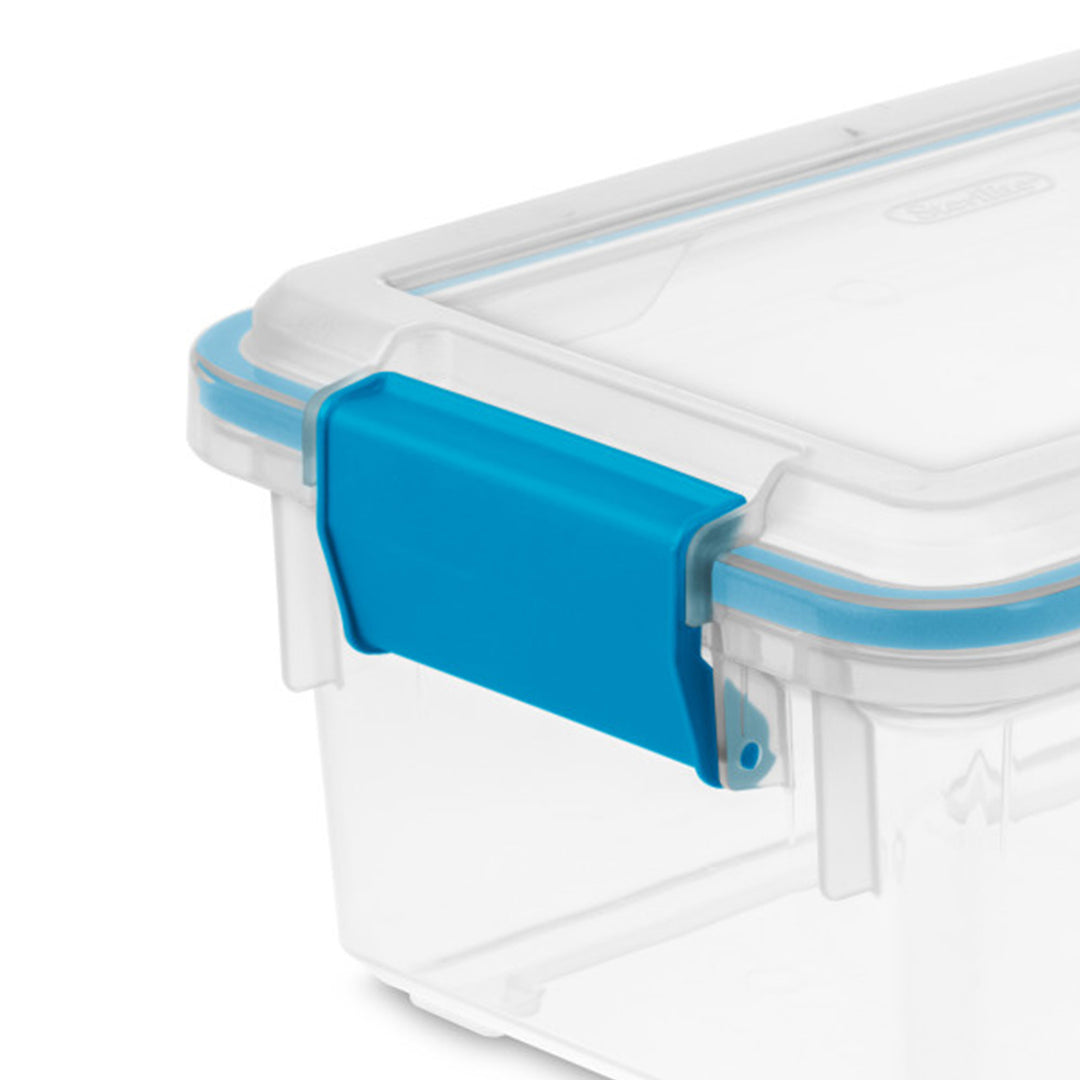 Sterilite 7.5 Quart Clear Plastic Storage Box & Lid w/ Blue Latches (12 Pack)