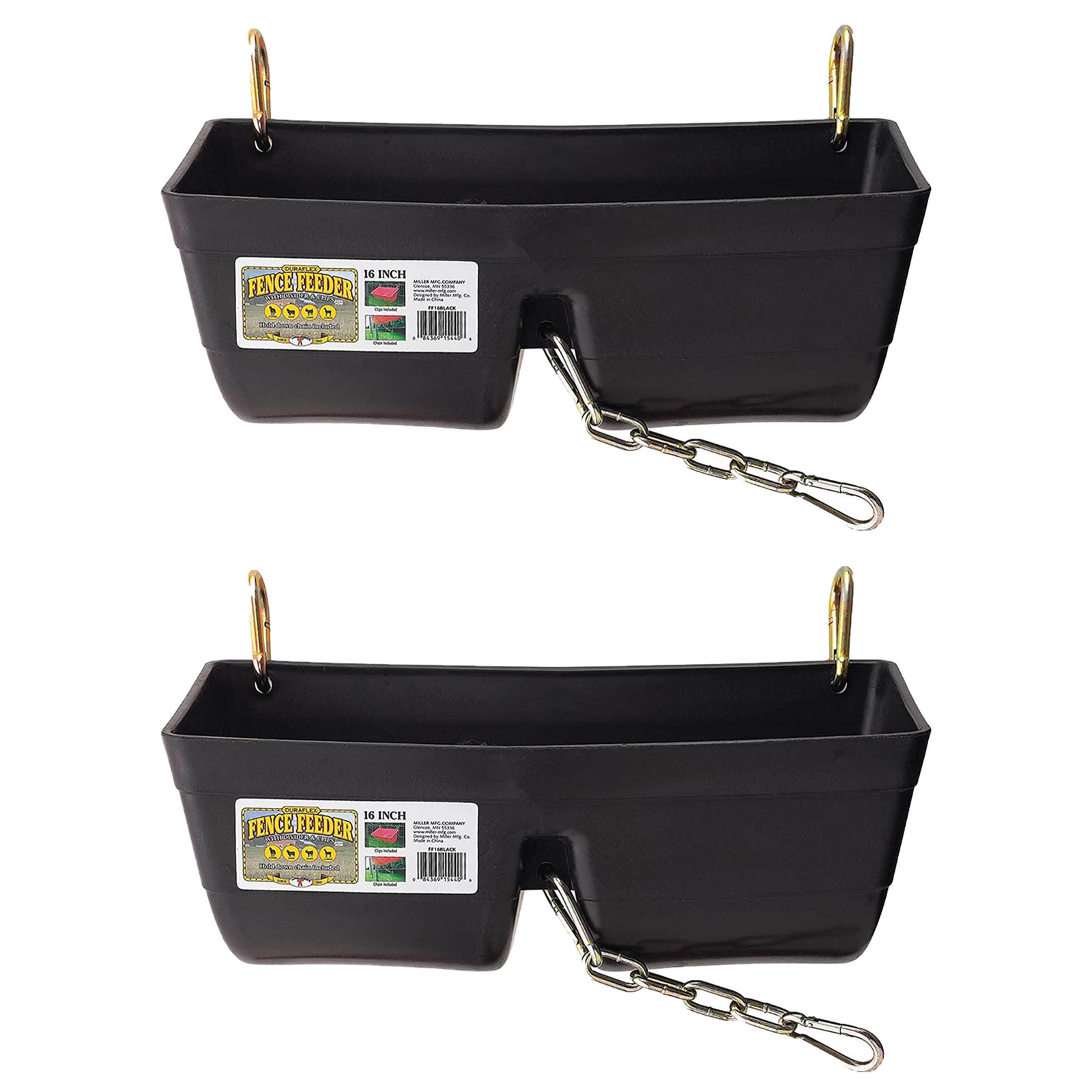 Little Giant 9 Quart Heavy Duty Feed Trough Bucket Fence Feeder, Black (2 Pack) - VMInnovations