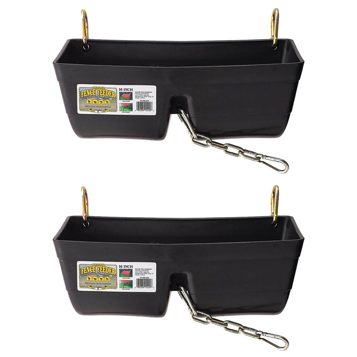 Little Giant 9 Quart Heavy Duty Feed Trough Bucket Fence Feeder, Black (2 Pack)