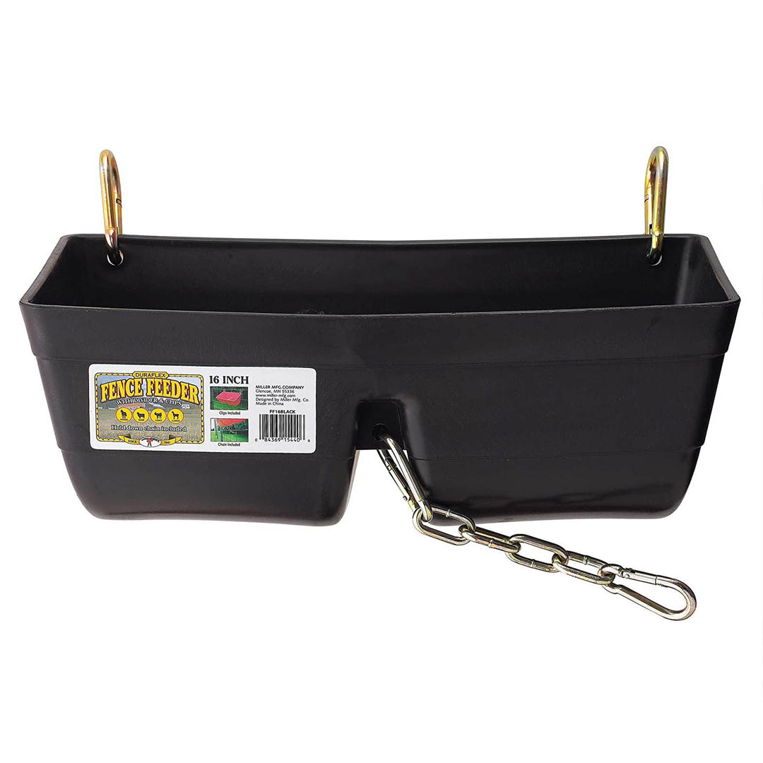 Little Giant 9 Quart Heavy Duty Feed Trough Bucket Fence Feeder, Black (2 Pack)