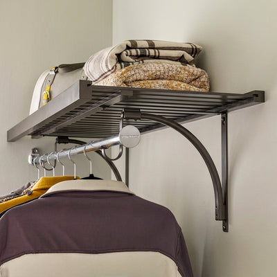 ClosetMaid 48 X 16 Inch Wood Shelf with Steel Finish, Espresso (Open Box)