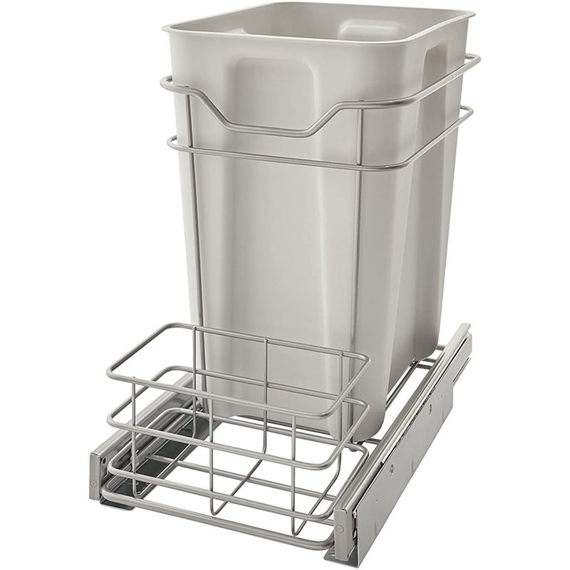 ClosetMaid Premium 24 Quart Cabinet Sliding Pull Out Trash Bin, Platinum (Used)