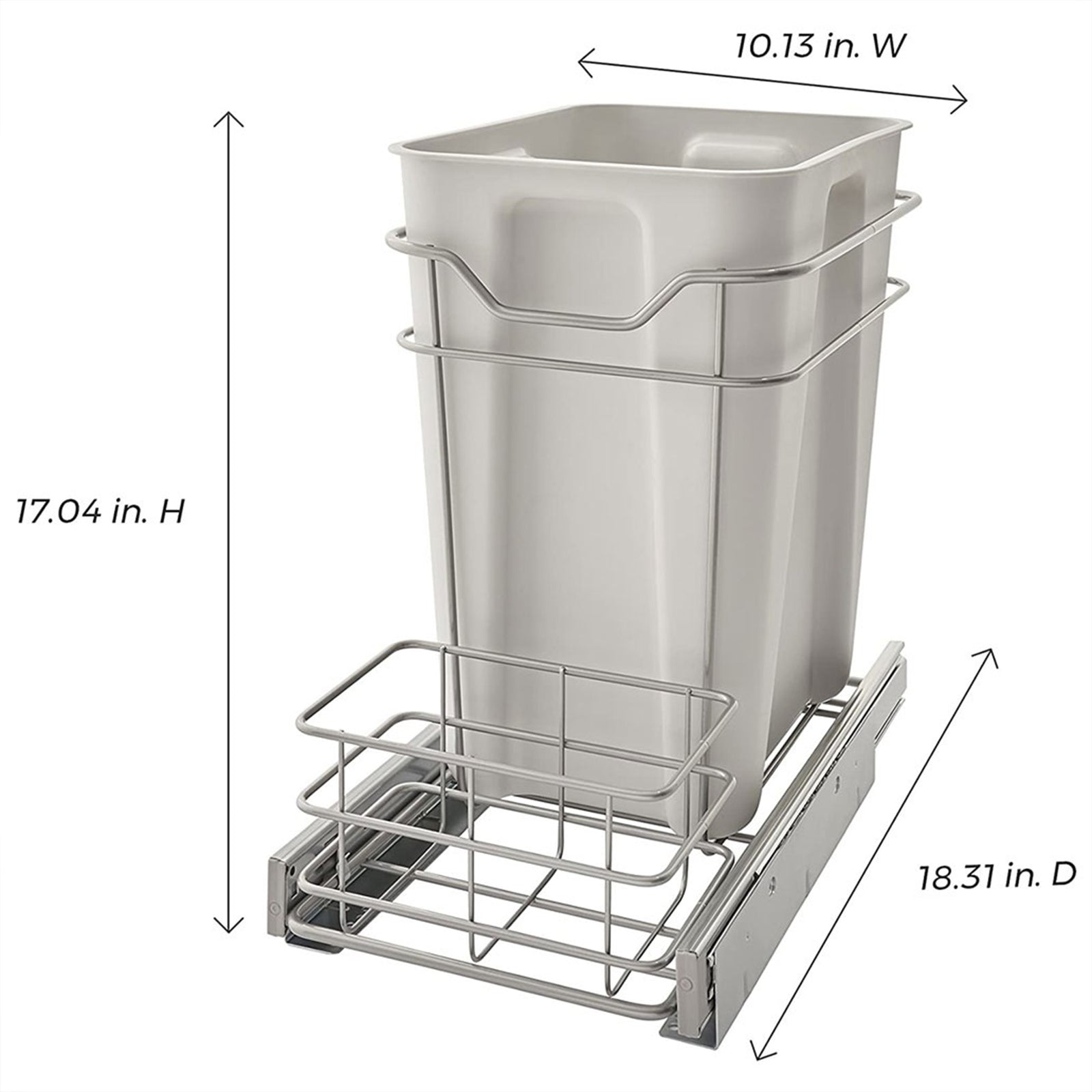 ClosetMaid Premium 24 Quart Cabinet Sliding Pull Out Trash Bin, Platinum (Used) - VMInnovations
