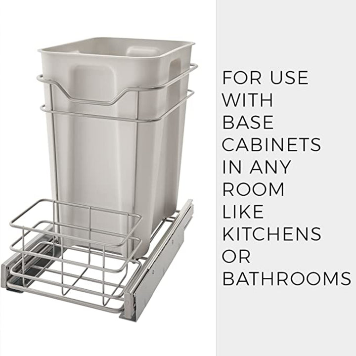 ClosetMaid Premium 24 Quart Cabinet Sliding Pull Out Trash Bin, Platinum (Used) - VMInnovations