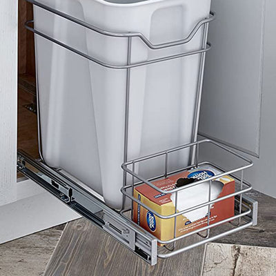 ClosetMaid Premium 24 Qt Cabinet Sliding Pull Out Trash Bin Platinum (For Parts)