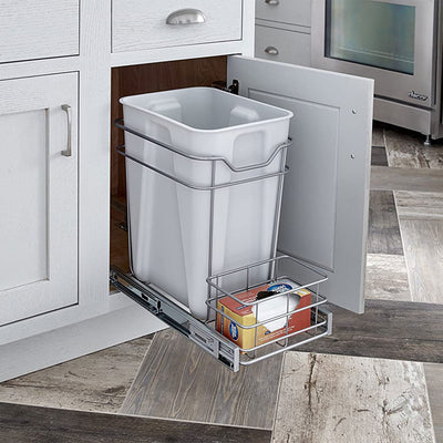 ClosetMaid 32102 Premium 24 Quart Cabinet Sliding Pull Out Trash Bin, Platinum