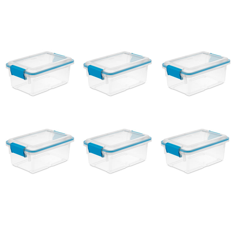 Sterilite 7.5 Quart Gasket Box, Stackable Storage Bin with Latching Lid, 6 Pack - VMInnovations