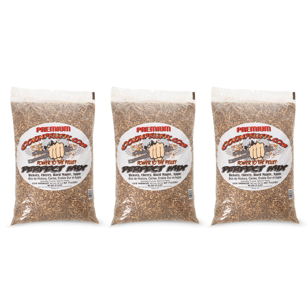 CookinPellets 40 Lb Mix Hickory, Cherry, Maple, and Apple Wood Pellets (3 Pack) - VMInnovations