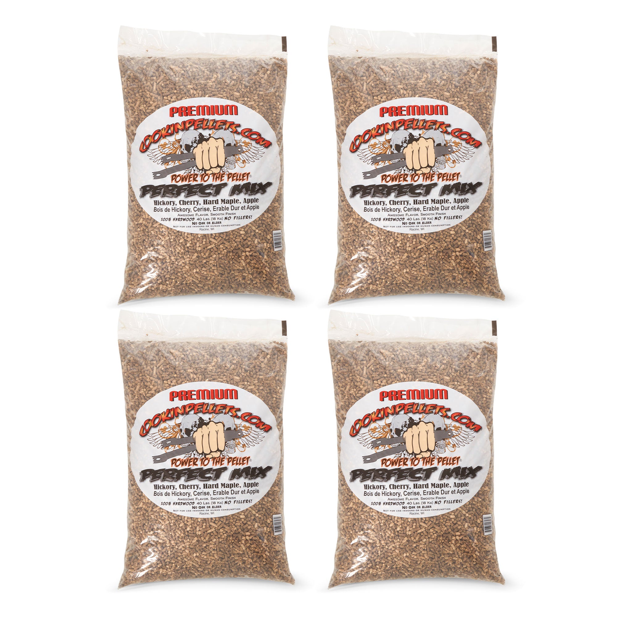 CookinPellets 40 Lb Perfect Mix Hickory,Cherry,Maple,Apple Wood Pellets (4 Pack) - VMInnovations