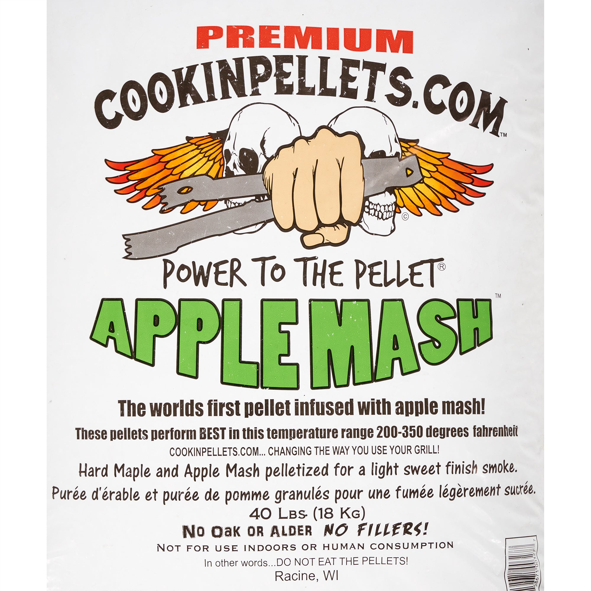 CookinPellets 40 Pound Bag Apple Mash Hard Maple Smoker Wood Pellets, (3 Pack) - VMInnovations